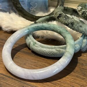 💜💚 Lavender & Green Burmese Jade Bangle -Grade A